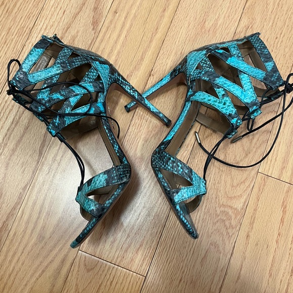 Aquazzura Beverly Hills Elaph Snakeskin Sandals - Picture 5 of 14